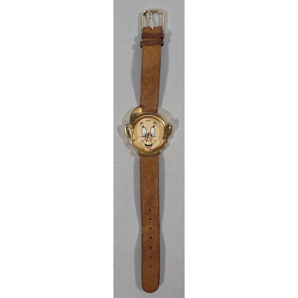 Dopey, Snow White TIMEX ,Gold 3D Ears And Head Case - Works New Battery